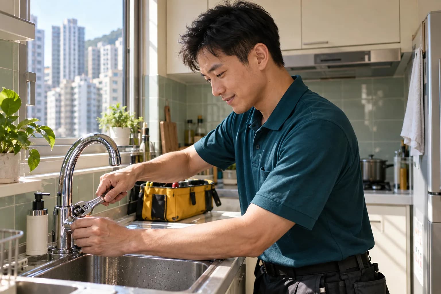 香港家居廚房維修情境示意圖